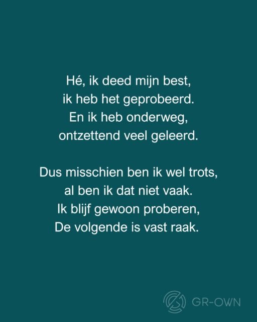 Een klein hersenspinseltje. Deel dit gerust met iemand die hard zijn/haar best heeft gedaan. Of misschien even een tegenslag had.