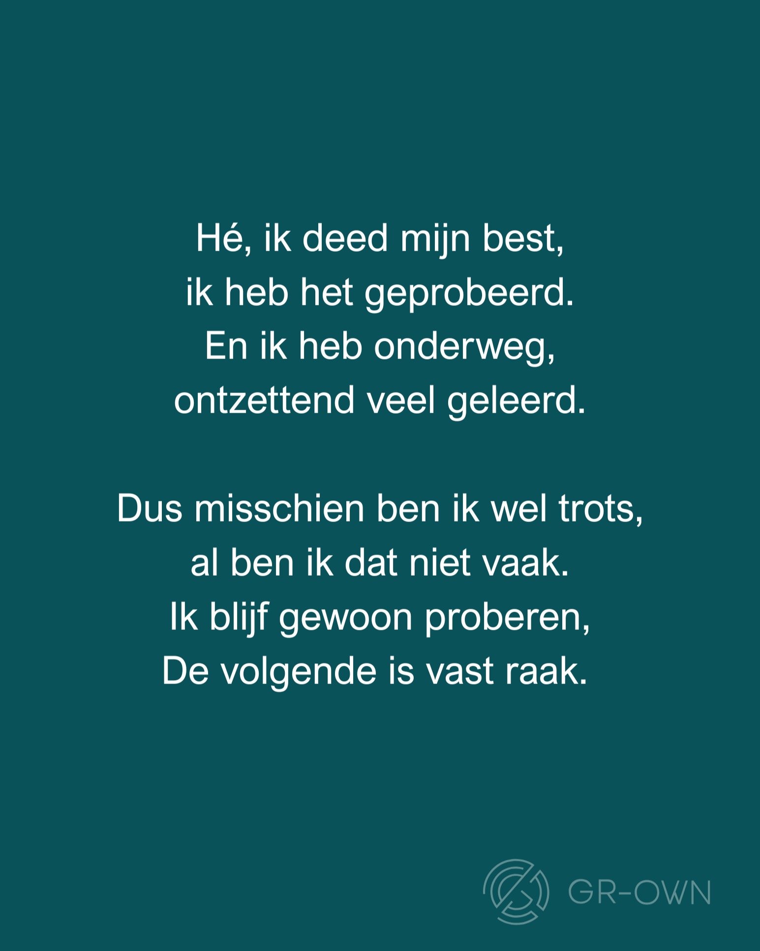 Een klein hersenspinseltje. Deel dit gerust met iemand die hard zijn/haar best heeft gedaan. Of misschien even een tegenslag had.
